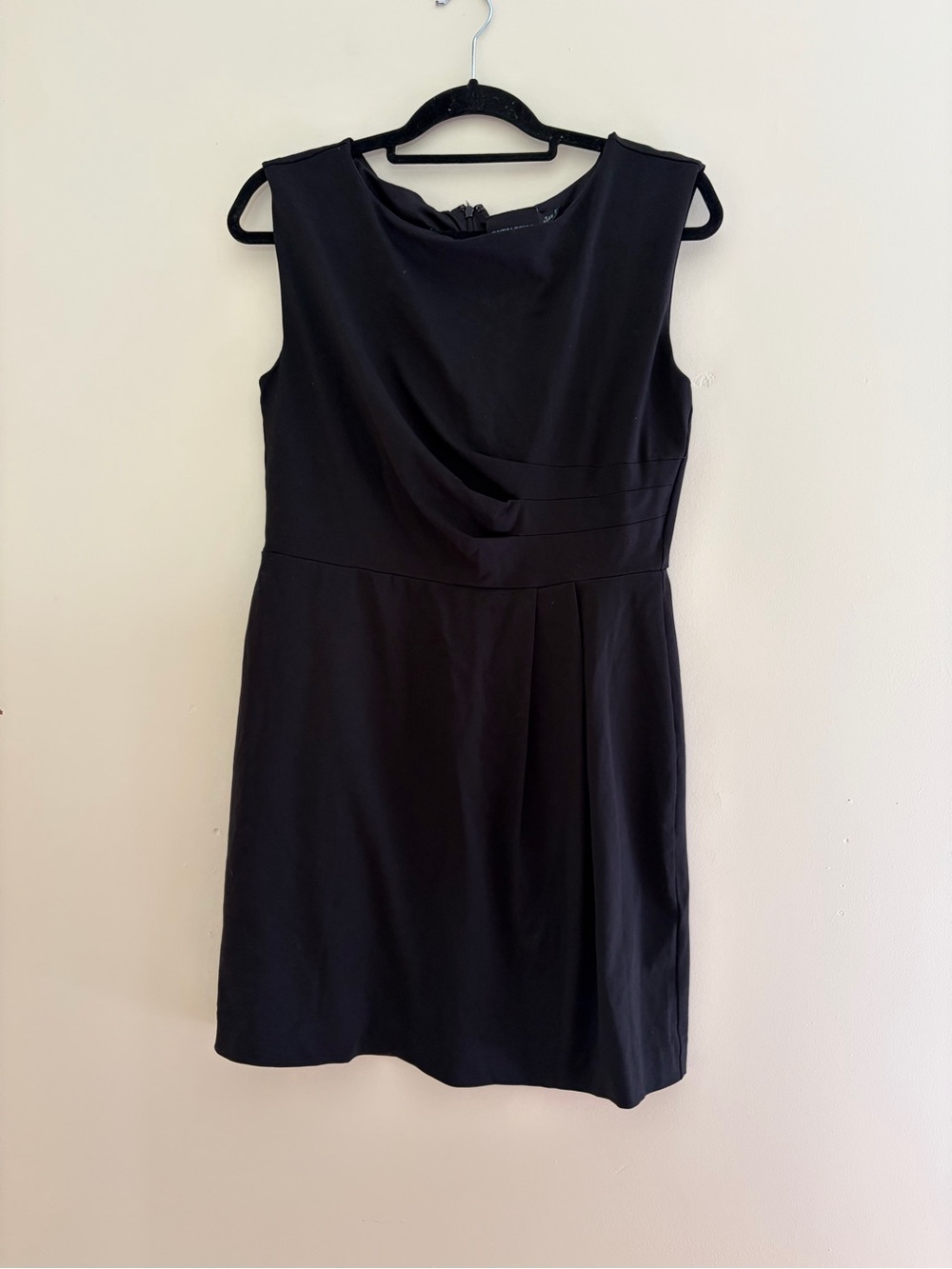 Cynthia Rowley Black Sleeveless Draped Sheath Dress